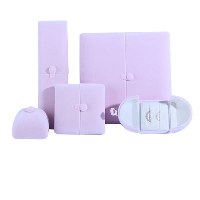 Boîte à bijoux élégante à double porte, boîte à bijoux en velours rose haut de gamme avec logo