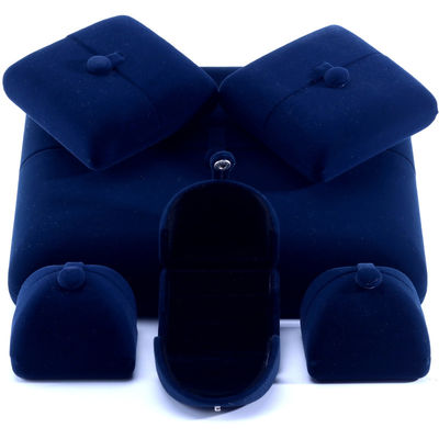 Élégant coffret à bijoux à double porte, boîte à bijoux en velours bleu haut de gamme avec logo