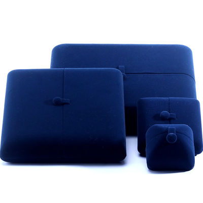 Élégant coffret à bijoux à double porte, boîte à bijoux en velours bleu haut de gamme avec logo