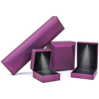 Logo personnalisé Rectangle violet LED Box de bijoux pour et de vente au détail en forme de rectangle