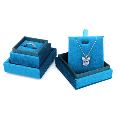 Hanhong Luxury personnalisé boîte de rangement d' anneau bleu carré pour le papier de fiançailles de mariage