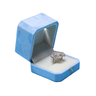 Boîtes à bijoux LED octogonales en velours bleu La solution personnalisée de Hanhong Screen pour l'emballage