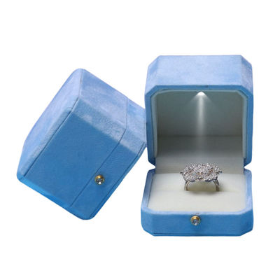 Boîtes à bijoux LED octogonales en velours bleu La solution personnalisée de Hanhong Screen pour l'emballage