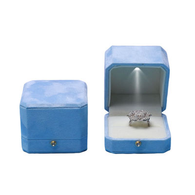 Boîtes à bijoux LED octogonales en velours bleu La solution personnalisée de Hanhong Screen pour l'emballage