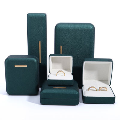 Boîte à bijoux en velours en cuir PU vert Hanhong pour logo personnalisé et emballage de luxe