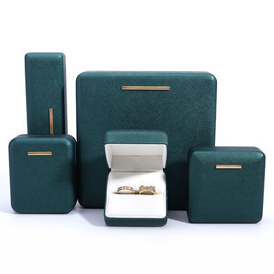 Boîte à bijoux en velours en cuir PU vert Hanhong pour logo personnalisé et emballage de luxe