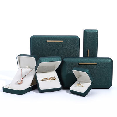 Boîte à bijoux en velours en cuir PU vert Hanhong pour logo personnalisé et emballage de luxe