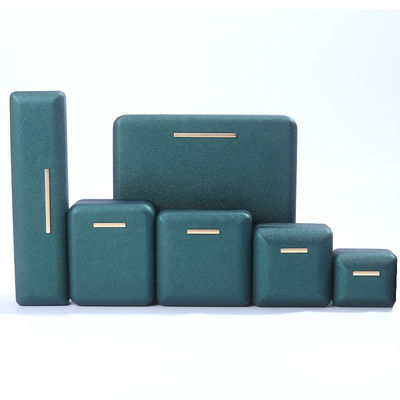 Boîte à bijoux en velours en cuir PU vert Hanhong pour logo personnalisé et emballage de luxe
