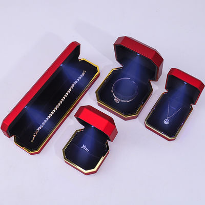 Boîte à bijoux en velours LED rouge pour emballage personnalisé de bague de collier et autres accessoires