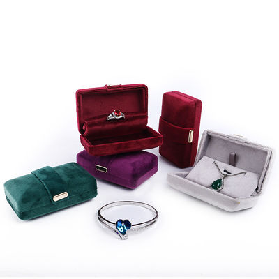Logo personnalisé Hanhong de velours Luxe boîte de bijoux verte pour boucles d'oreilles Bracelet Collier Ring