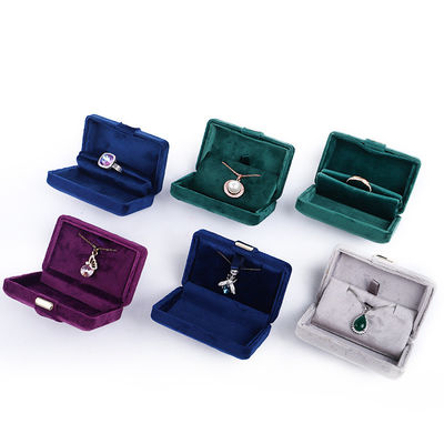 Logo personnalisé Hanhong de velours Luxe boîte de bijoux verte pour boucles d'oreilles Bracelet Collier Ring
