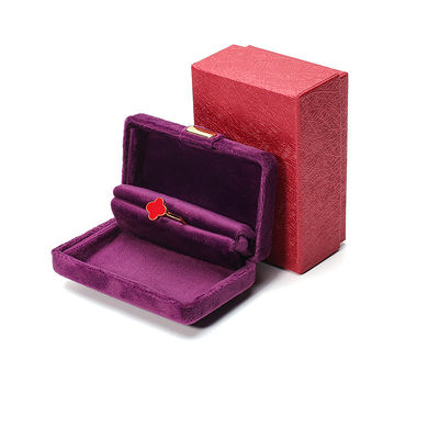 Logo personnalisé Joaillerie de luxe en velours violet Boîte pour boucles d'oreilles Bracelet Collier Ring