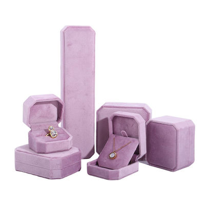 acheter Boîte de bijoux en velours à logo personnalisé pour l'emballage de bague de bracelet de collier rose Hanhong online manufacture