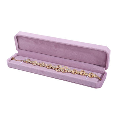 Boîte de bijoux en velours à logo personnalisé pour l'emballage de bague de bracelet de collier rose Hanhong