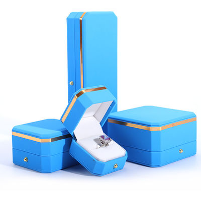 acheter Boîte à bijoux en cuir bleu en PU pour Hanhong Bouton métallique octogonal Logo personnalisé online manufacture