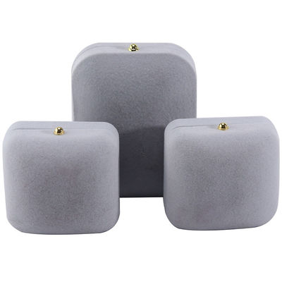 Boîte à bijoux en velours gris Hanhong pour bracelet boucles d'oreilles collier