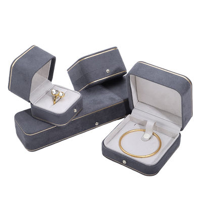 Logo d'estampage à chaud Hanhong Gris Coffret de bijoux personnalisé pour colliers Bracelet Boucles d'oreilles