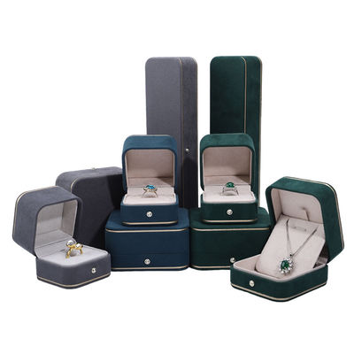 Logo d'estampage à chaud Hanhong Gris Coffret de bijoux personnalisé pour colliers Bracelet Boucles d'oreilles