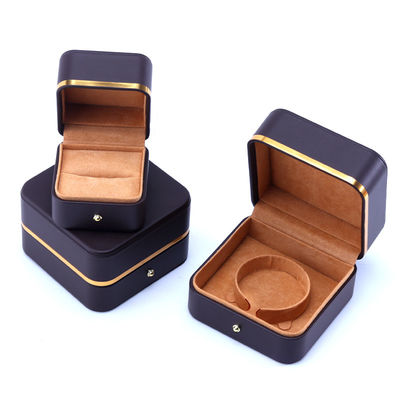 Boîte d'emballage de bijoux en cuir en relief pour bracelet, collier, montre et bague