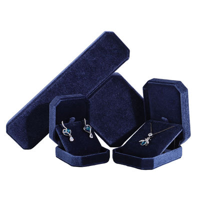 Boîte à bijoux de qualité Hign Hign End boîte à bijoux en velours bleu faite à la main avec logo
