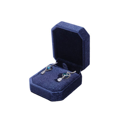 Boîte à bijoux de qualité Hign Hign End boîte à bijoux en velours bleu faite à la main avec logo