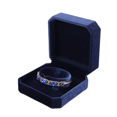 Boîte à bijoux de qualité Hign Hign End boîte à bijoux en velours bleu faite à la main avec logo