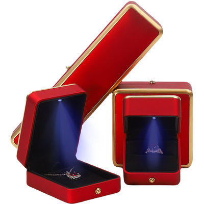 Luxe LED rouge éclairant boîte à bijoux, boîtes à bijoux