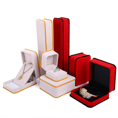 Boîte d'emballage de bijoux en velours rouge sur mesure à double couche pour bracelet Collier et anneau