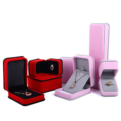 Boîte d'emballage de bijoux en velours rouge sur mesure à double couche pour bracelet Collier et anneau