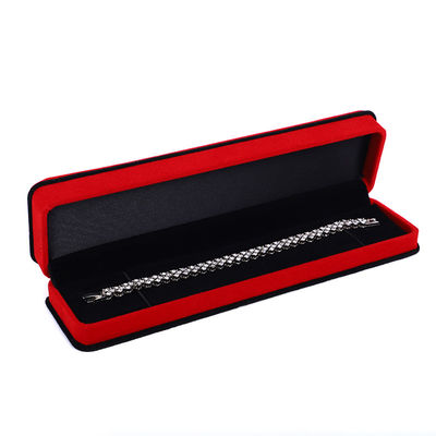 Boîte d'emballage de bijoux en velours rouge sur mesure à double couche pour bracelet Collier et anneau