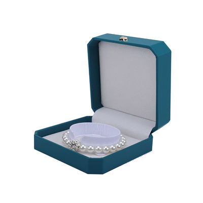 Boîte de bijoux en cuir en forme de couronne Hanhong Cyan PU Idéal pour les bracelets Boucles d'oreilles et anneaux