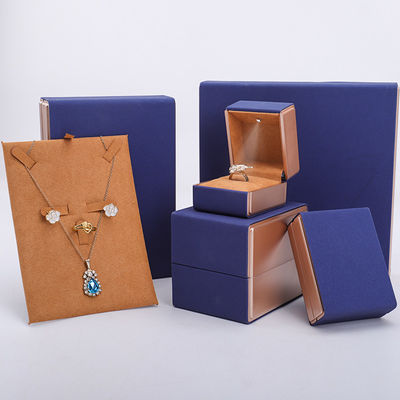 19x19x4cm Blue Velvet PU Leather Jewelry Gift Box avec lumière LED et revêtement en velours