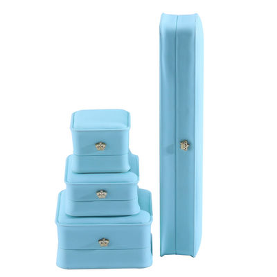 Package de bijoux en cyan avec conception de couronne Hanhong Logo personnalisé Luxe boîte de costume en cuir PU