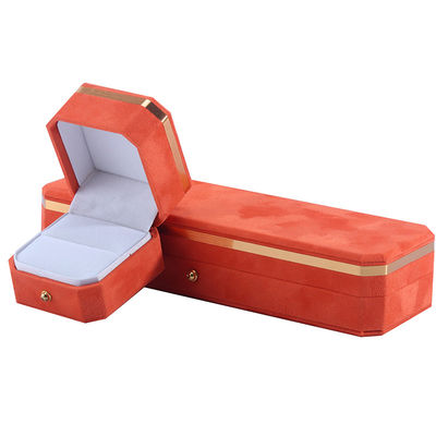 Package de bijoux pour les boucles d'oreilles et les anneaux de collier de mariage Hanhong Custom Orange Box de velours