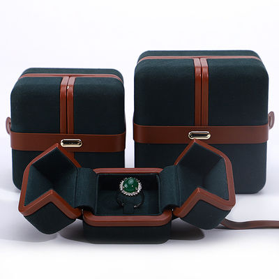 Boîte à bijoux Hanhong pour logo personnalisé Boucles d'oreilles vertes Bracelet Collier Ring Emballage