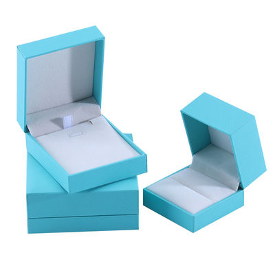 Fabrication de gros Luxe Jeux de bijoux Boîte personnalisée Coffret personnalisé haut de gamme Collier Bracelet Boucles d'oreilles Ensemble de bijoux d'anneau Emballage Carton papier bleu ciel flip Boîte à bijoux avec logo