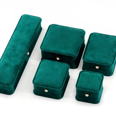 9*9*4,5 cm Boîte à bijoux à anneaux de velours vert pour emballage de boucles d'oreilles de bracelet personnalisé