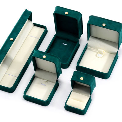 9*9*4,5 cm Boîte à bijoux à anneaux de velours vert pour emballage de boucles d'oreilles de bracelet personnalisé