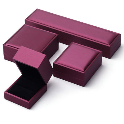 Boîte d'emballage de bijoux en velours de luxe personnalisée avec cuir PU violet de Hanhong