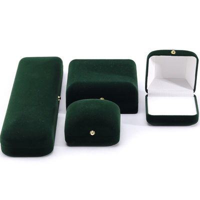 Vente en gros Fabrication de bijoux de luxe artisanaux Boîte d'emballage Logo personnalisé personnalisé haut de gamme Collier vert foncé Bracelet Boucles d'oreilles Bague Emballage Boîte de bijoux de velours