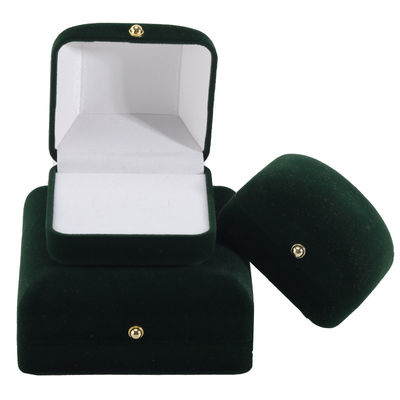 Vente en gros Fabrication de bijoux de luxe artisanaux Boîte d'emballage Logo personnalisé personnalisé haut de gamme Collier vert foncé Bracelet Boucles d'oreilles Bague Emballage Boîte de bijoux de velours