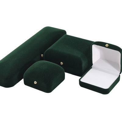Vente en gros Fabrication de bijoux de luxe artisanaux Boîte d'emballage Logo personnalisé personnalisé haut de gamme Collier vert foncé Bracelet Boucles d'oreilles Bague Emballage Boîte de bijoux de velours
