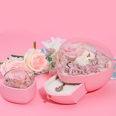 Logo personnalisé en forme de cœur Box de tiroir de bijoux Rose Flower Box pour la bague