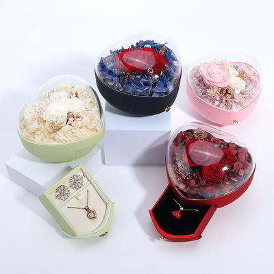 Logo personnalisé en forme de cœur Box de tiroir de bijoux Rose Flower Box pour la bague