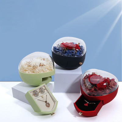 Logo personnalisé en forme de cœur Box de tiroir de bijoux Rose Flower Box pour la bague