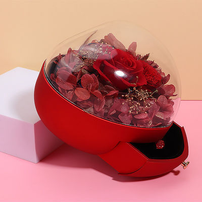 Logo personnalisé en forme de cœur Box de tiroir de bijoux Rose Flower Box pour la bague