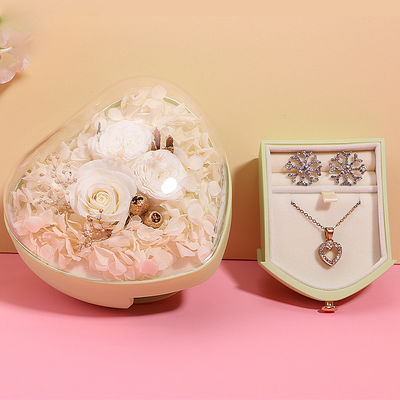 Logo personnalisé en forme de cœur Box de tiroir de bijoux Rose Flower Box pour la bague