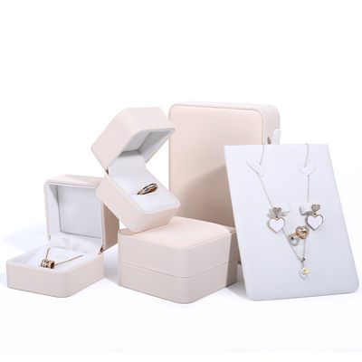Boîte d'emballage de collier de luxe sur mesure avec cuir blanc PU et doublure de velours Contactez-nous