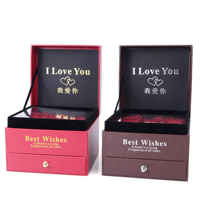 acheter Taille personnalisée Box de bijoux de luxe carré Box d'emballage de cadeaux de bijoux avec rose online manufacture