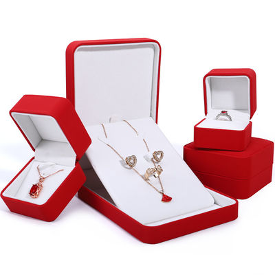 acheter Boîte d'emballage de collier de luxe personnalisé en cuir PU rouge avec doublure de velours et Contactez-nous online manufacture